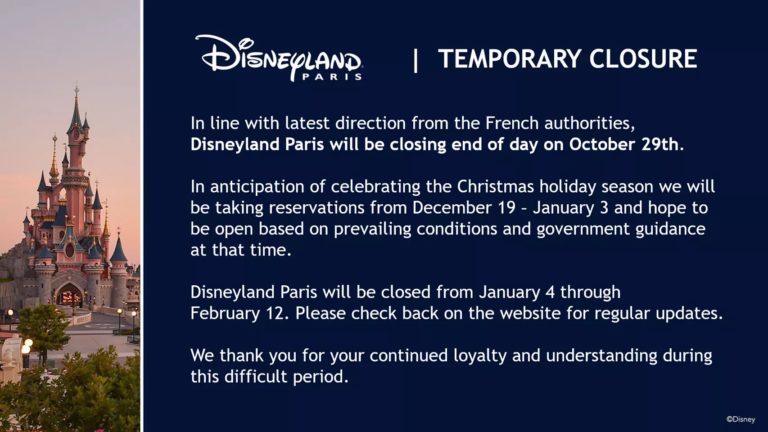 Disneyland Paris closure due to COVID