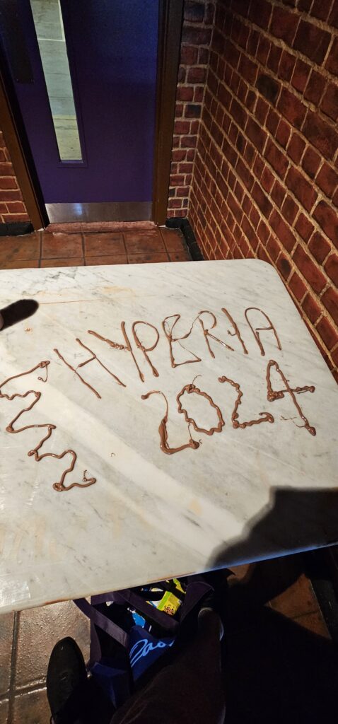 Hyperia 2024 written in choolate